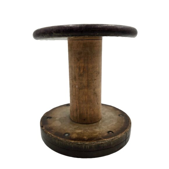Wood Spool Vintage Primitive Wooden Thread Silk Wool Textile Industrial Bobbin - Picture 1 of 11